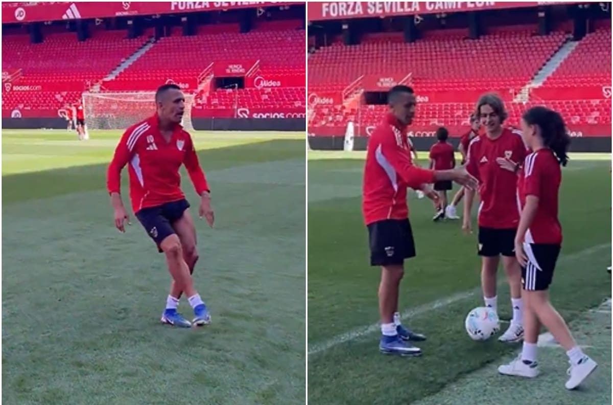 VIDEO | Alexis Sánchez las hace todas en Sevilla: se lució entrenando a los canteranos del club