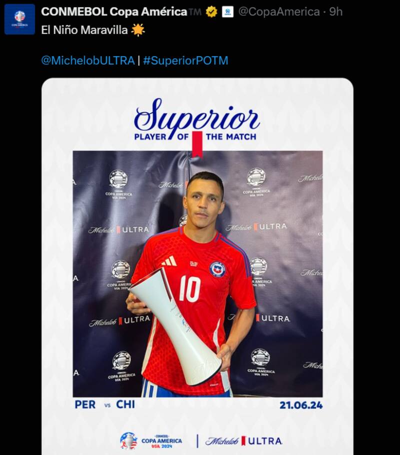 La foto de Alexis Sánchez con el premio MVP que generó revuelo en Perú