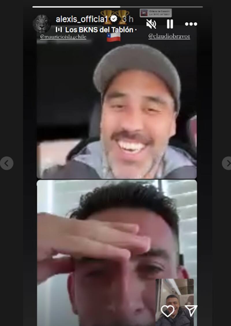 junto a Claudio Bravo y Mauricio Isla, quienes están nuevamente nominados a La Roja. Foto: Instagram Alexis Sánchez.