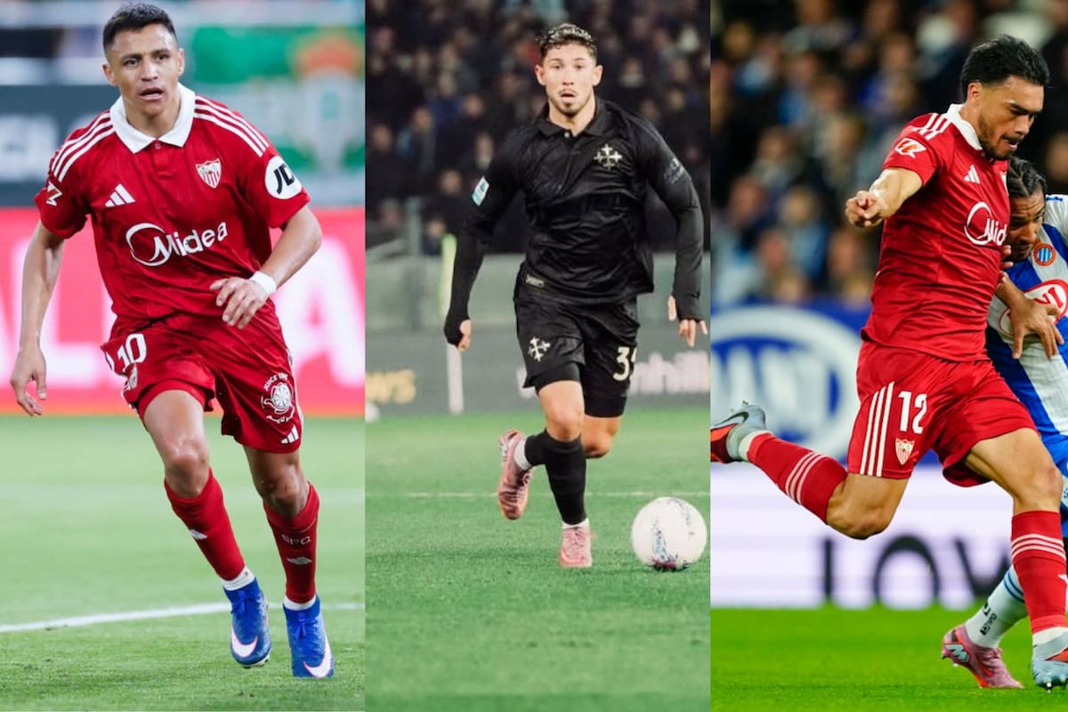 Los tres chilenos viven situaciones muy complejas en el Sevilla en España y Pisa en Italia. Fotos: Archivo.