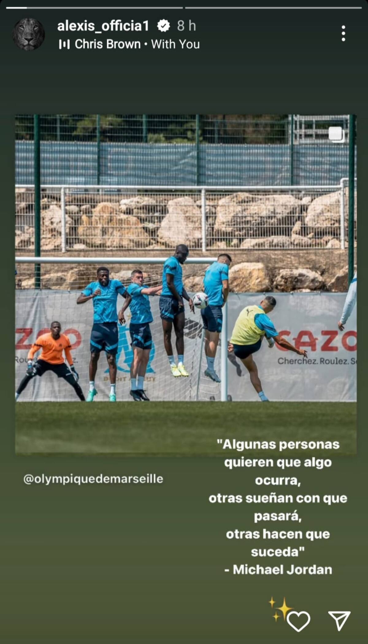 Alexis Sánchez, historia de Instagram.