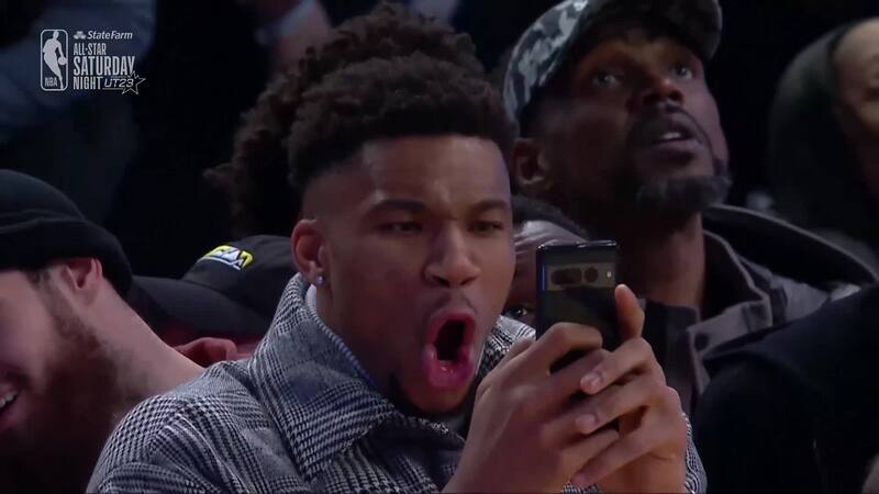Hasta Giannis Antetokounmpo no podía creer lo que vio.