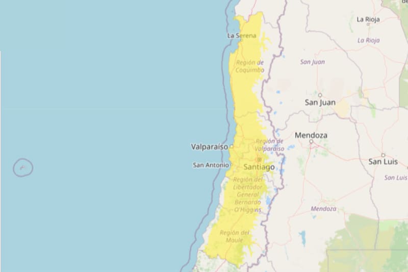 El evento meteorológico afectará a cinco regiones del país entre la tarde del lunes y la noche del martes. Créditos: DMC.