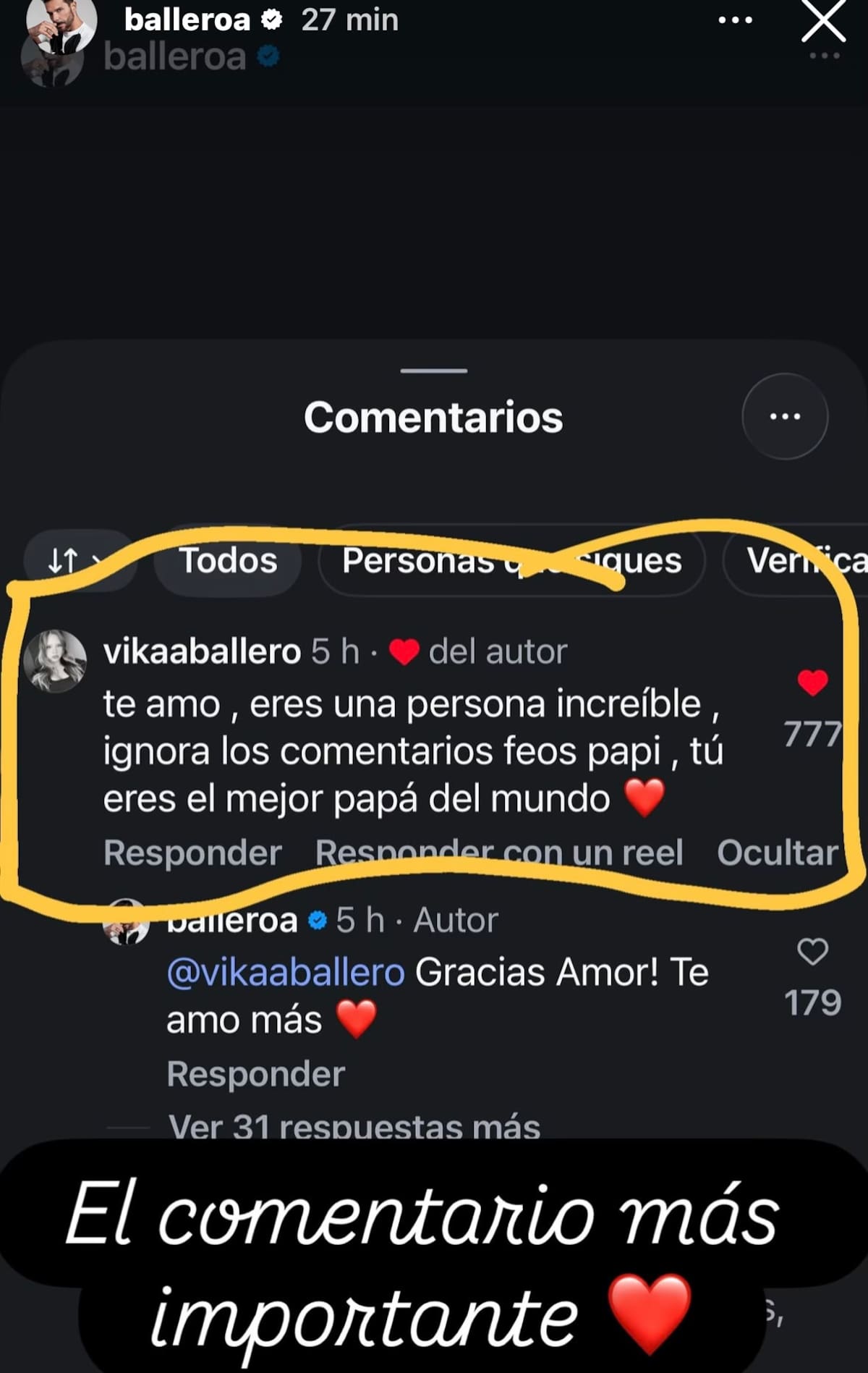 El chico reality recibió el apoyo de su hija.