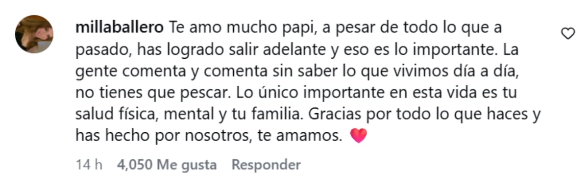 Una de sus hijas sale en su defensa. Foto: Instagram.