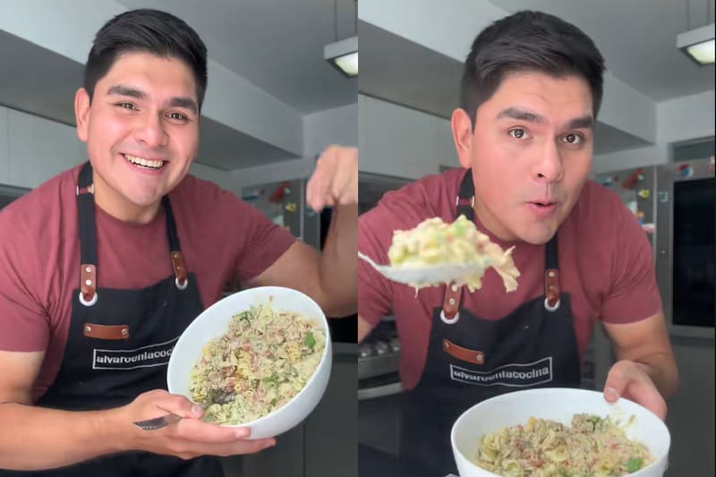 El influencer gastronómico enseñó su receta perfecta de ensalada con palta, atún y pasta. Créditos: TikTok.
