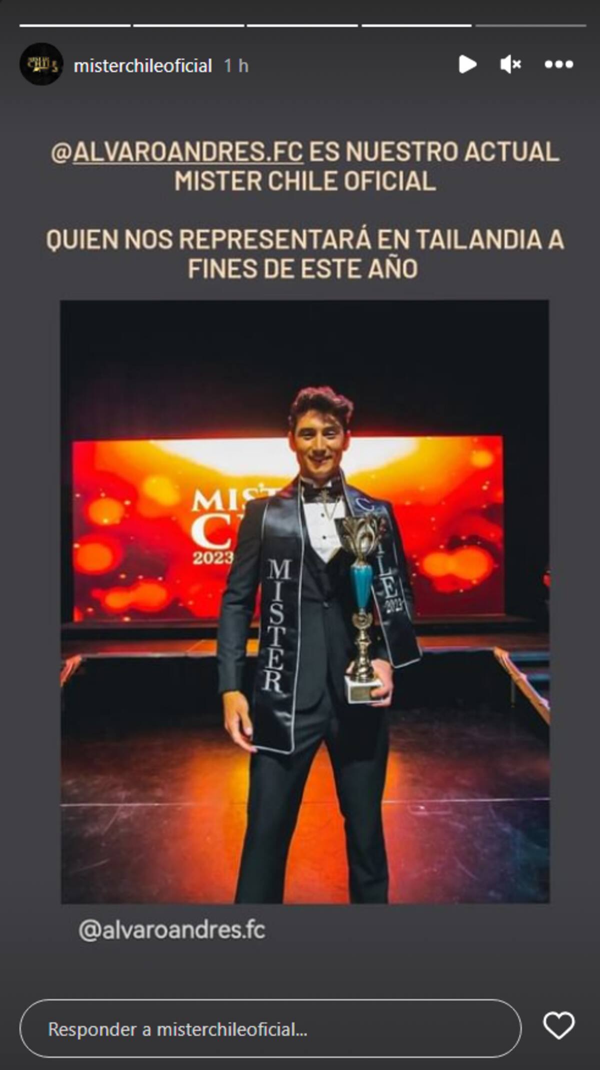 La cuenta oficial de Míster Chile en Instagram aclaró el verdadero vínculo que tiene con Jorge Aldoney con la institución.