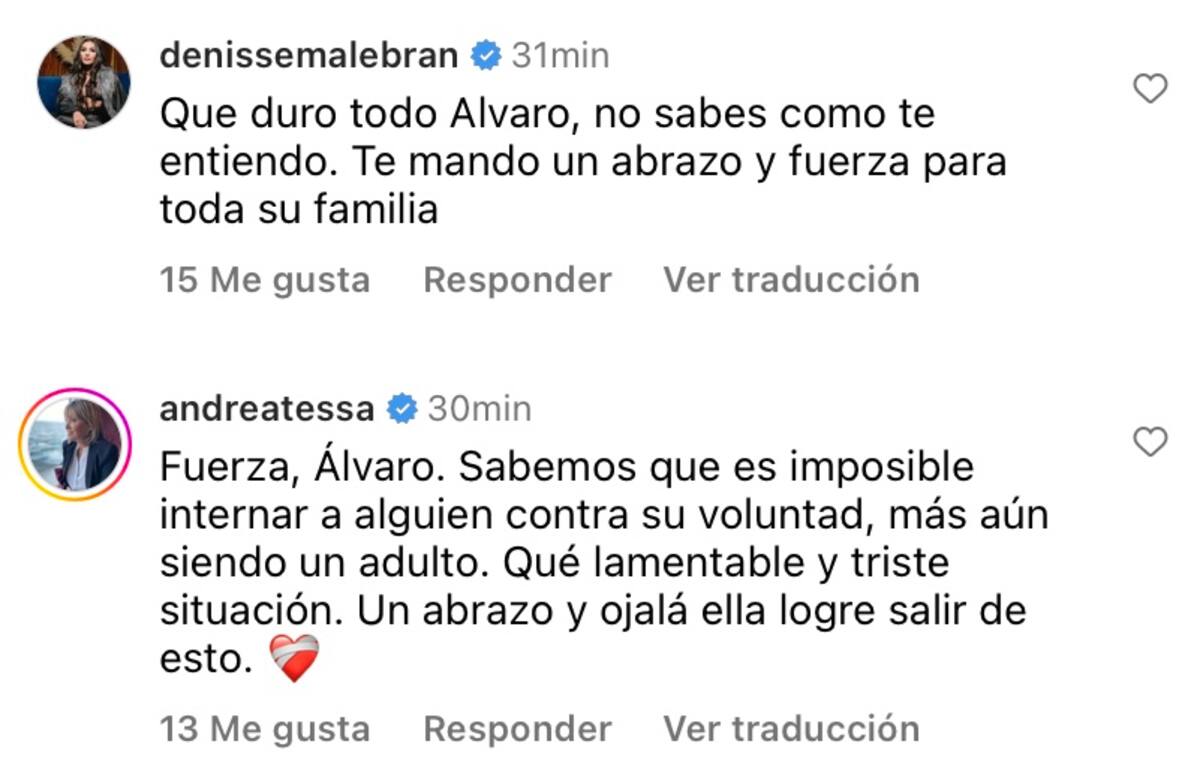 Mensajes de apoyo que recibió Álvaro Salas.
