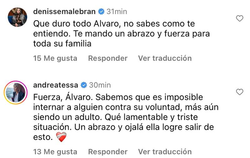 Mensajes de apoyo que recibió Álvaro Salas.