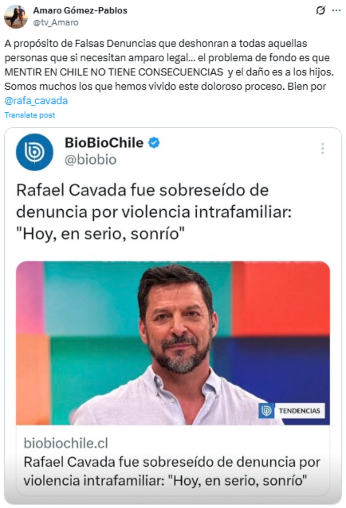 El mensaje fue una respuesta a la cobertura del medio BioBioChile.