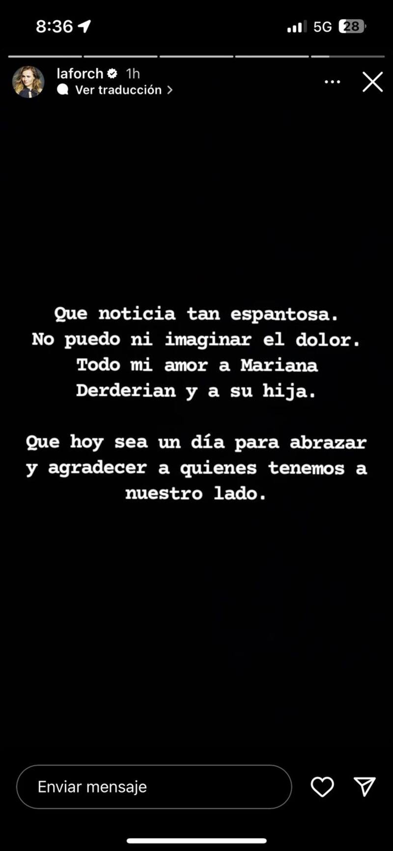 Amaya Forch compartió una historia en su cuenta oficial de Instagram.