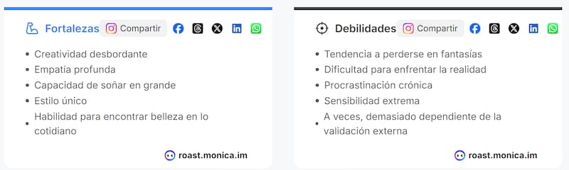 Este es un ejemplo de alguna de las cosas que te mostrará el análisis de personalidad de la IA.