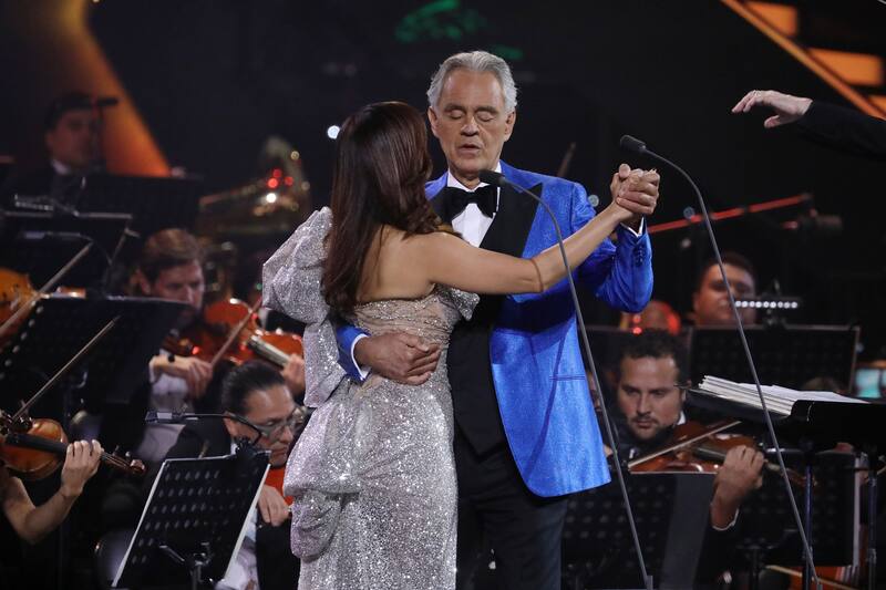 Andrea Bocelli en su presentación en el Festival de Viña 2024. Foto: ATON.
