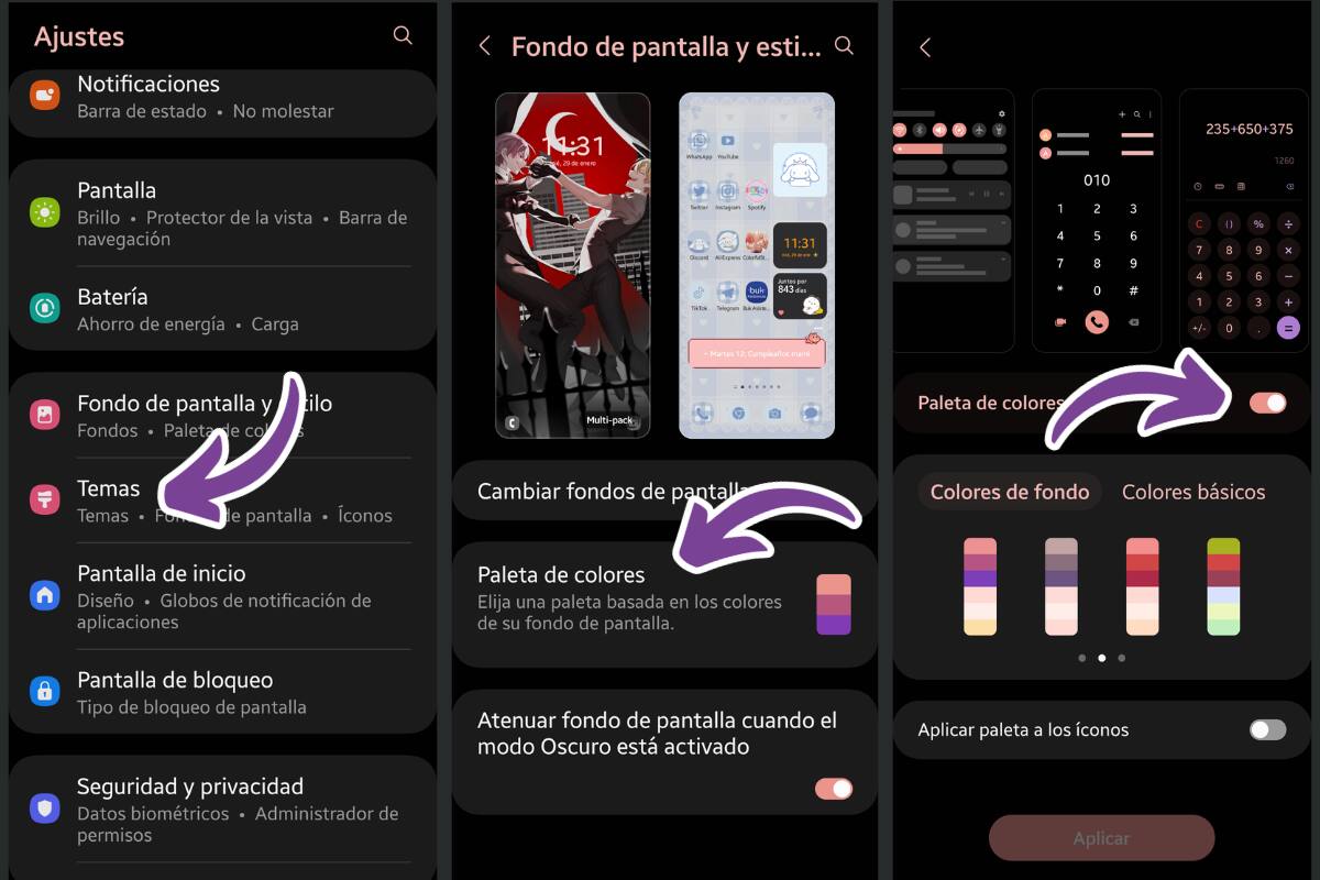 Estos son los pasos a seguir para modificar los colores.
