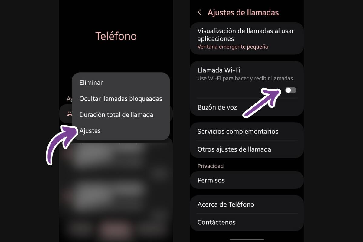 Deberás entrar a los ajustes de llamadas primero.