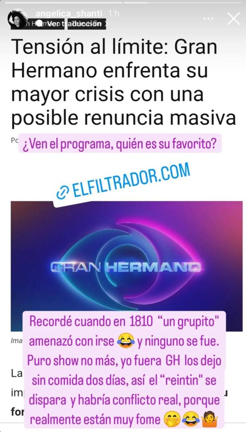 Angélica Sepúlveda criticó duramente a "Gran Hermano".