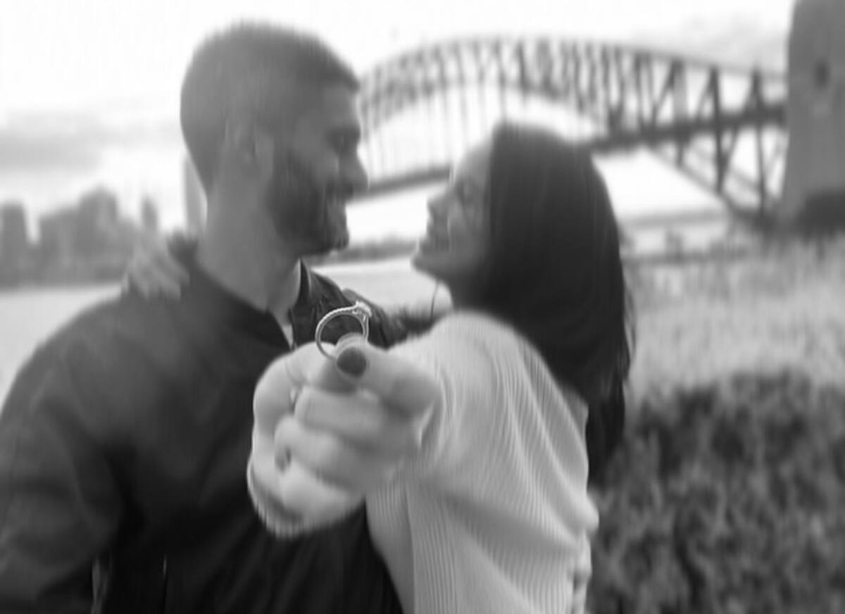 La postal con la que Angie Alvarado anunció su compromiso con Rodolfo Kamke. Créditos: Instagram.