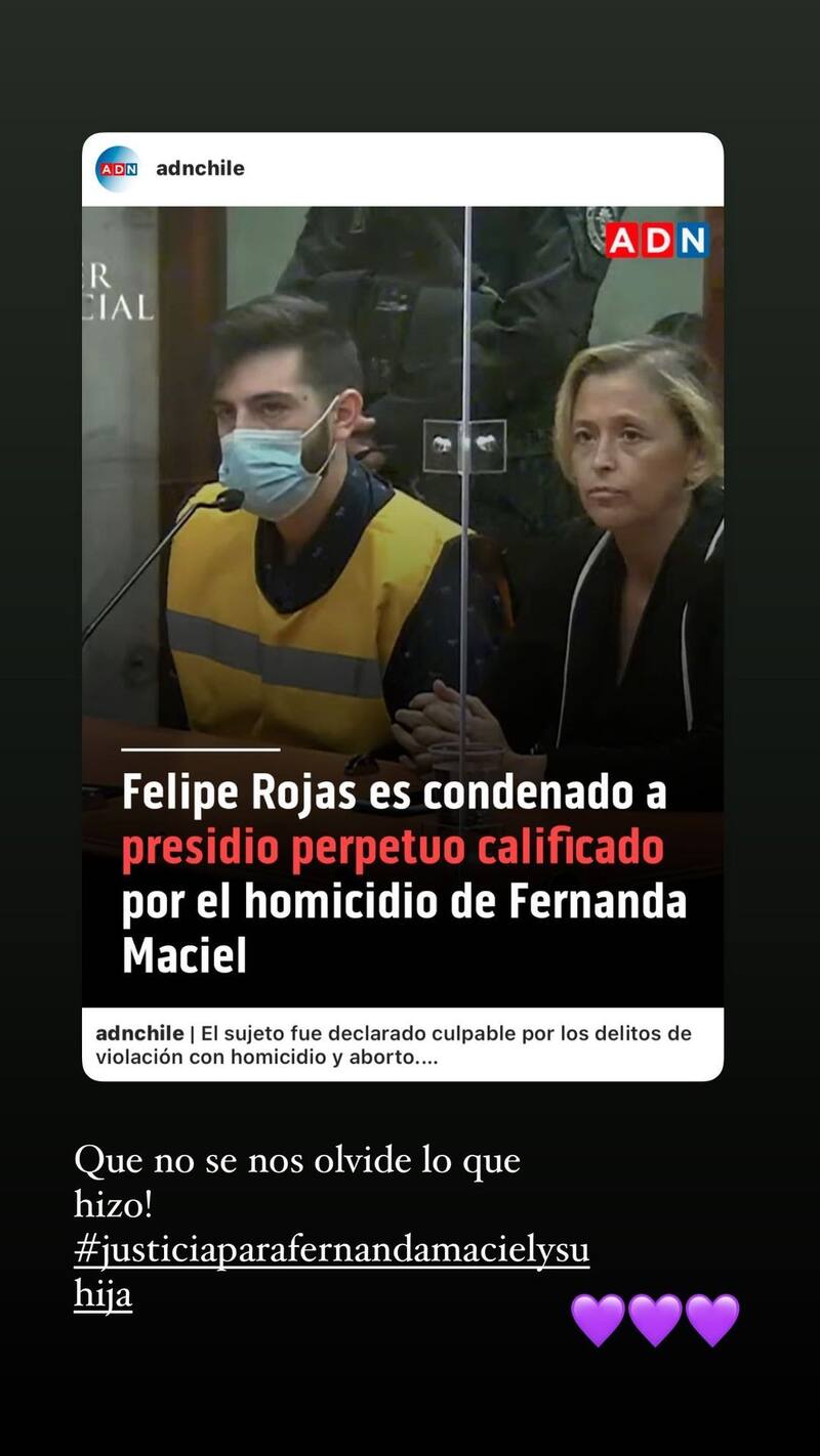 El llamado a la justicia por parte de Angie. Créditos: @angitaaalvarado