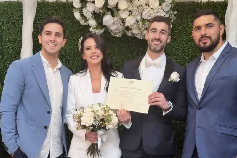 Angie Alvarado y Rodolfo Kamke se casaron en Australia