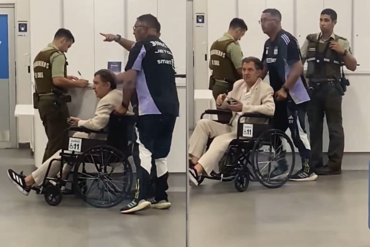 El presidente albo en silla de ruedas.