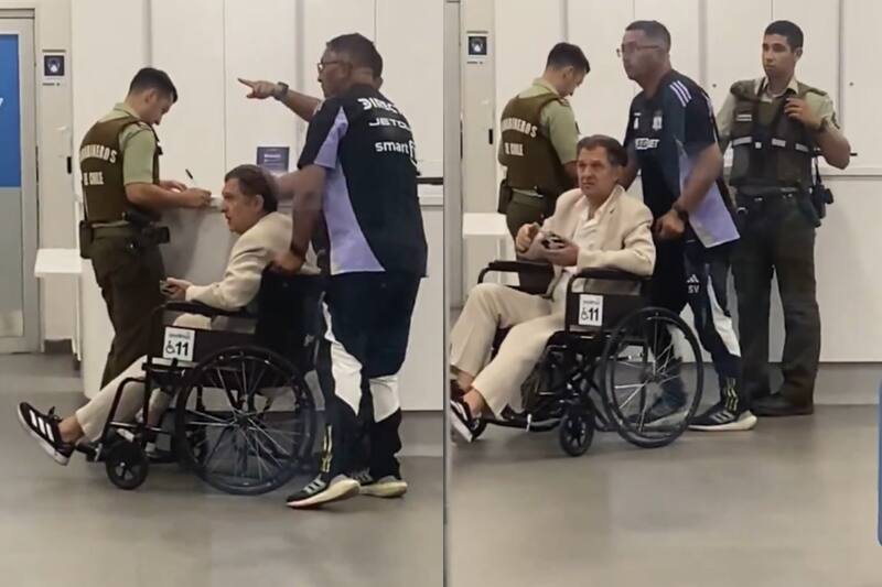 El presidente albo en silla de ruedas.