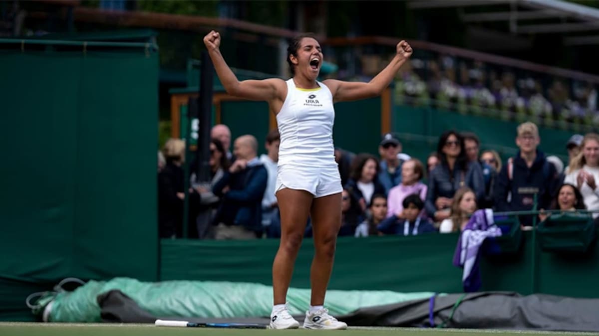 Antonia Vergara celebrando su primer triunfo en Wimbledon.