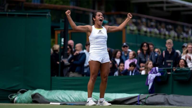 Antonia Vergara celebrando su primer triunfo en Wimbledon.