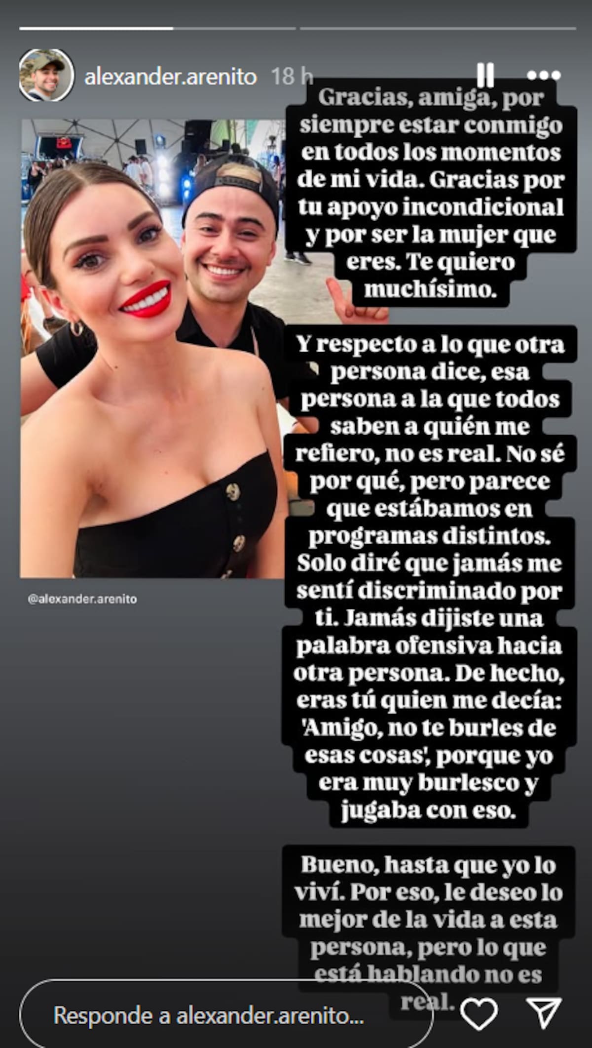 defendió a Faloon Larraguibel de Arenita por redes sociales.