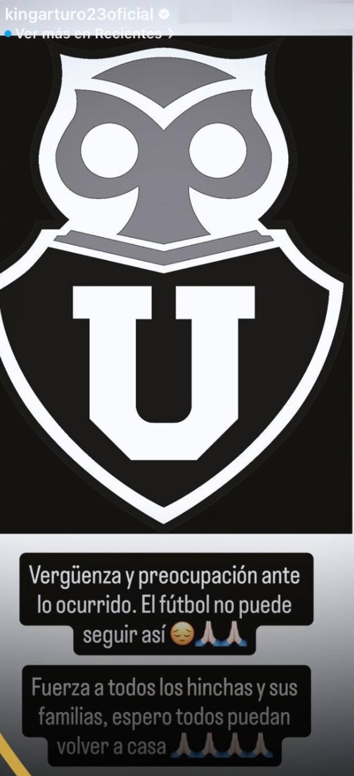 El volante de Colo Colo expresó su solidaridad con los hinchas de la U.