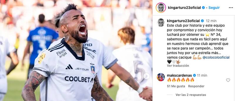 Arturo Vidal escribió un arenga previo al choque con Deportes Iquique.