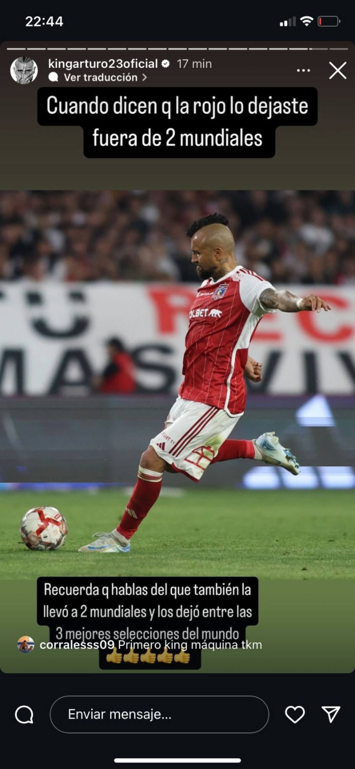 Los desafiantes mensajes Arturo Vidal.