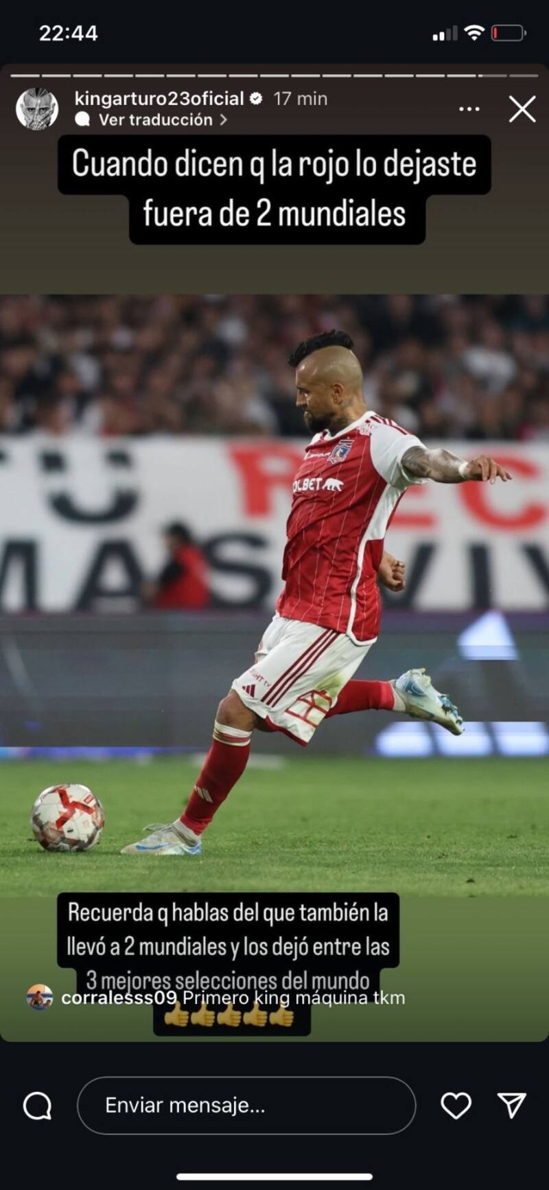 Los desafiantes mensajes Arturo Vidal.