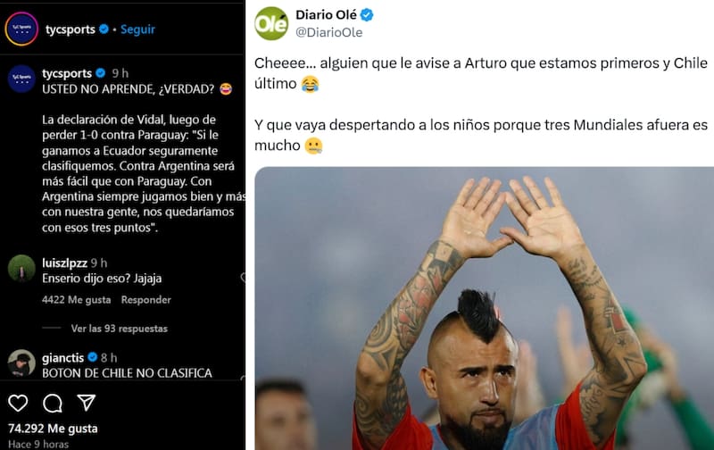 Los medios argentinos molestos con Arturo Vidal.