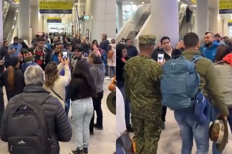 llegando al aeropuerto de Santiago.