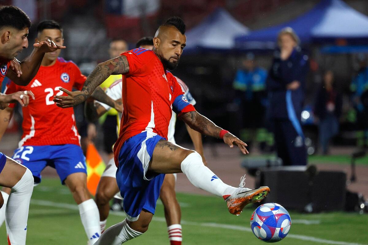 Arturo Vidal, Chile vs Venezuela por Eliminatorias. Agencia Aton