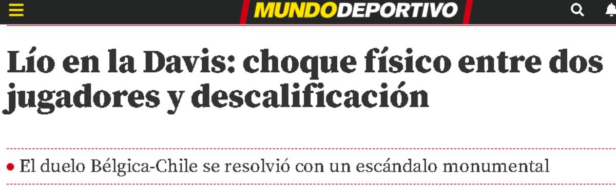 sobre el hecho entre Cristian Garin y Zizou Bergs por Copa Davis.