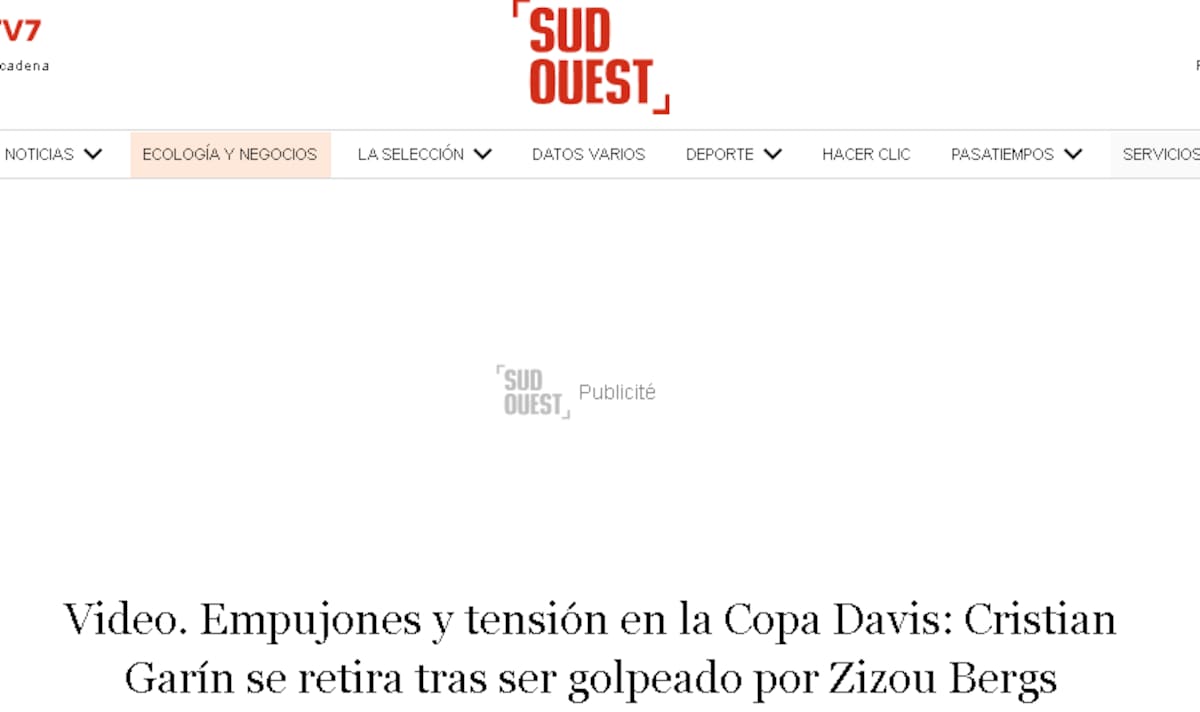 sobre el hecho entre Cristian Garin y Zizou Bergs por Copa Davis.