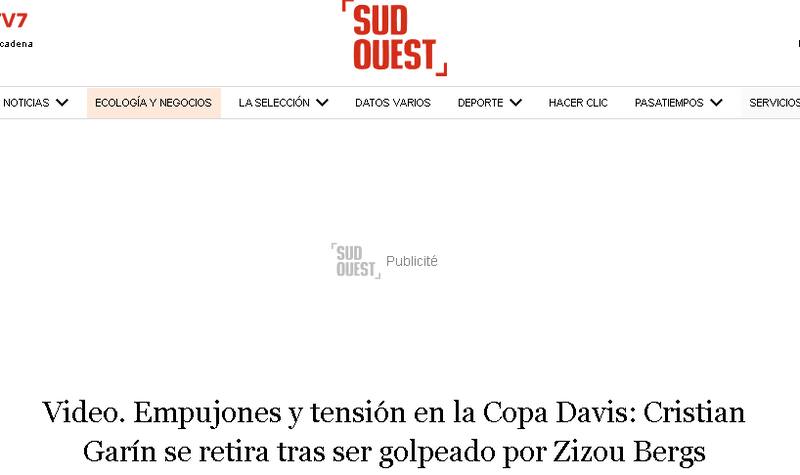 sobre el hecho entre Cristian Garin y Zizou Bergs por Copa Davis.