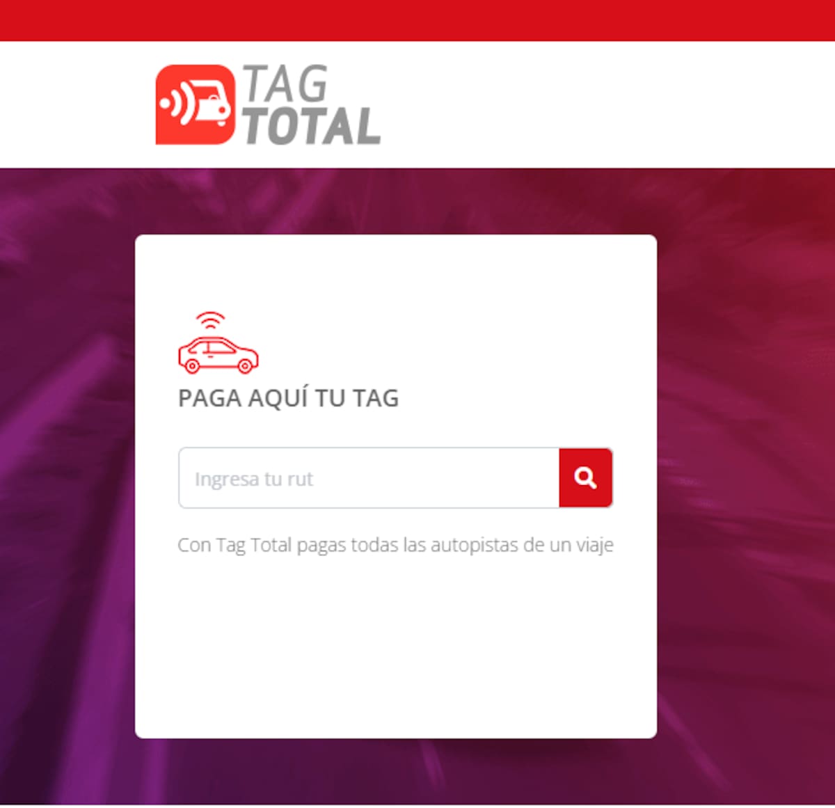 Así se ve el sitio de Unired para pagar el TAG. Créditos: Captura de pantalla.