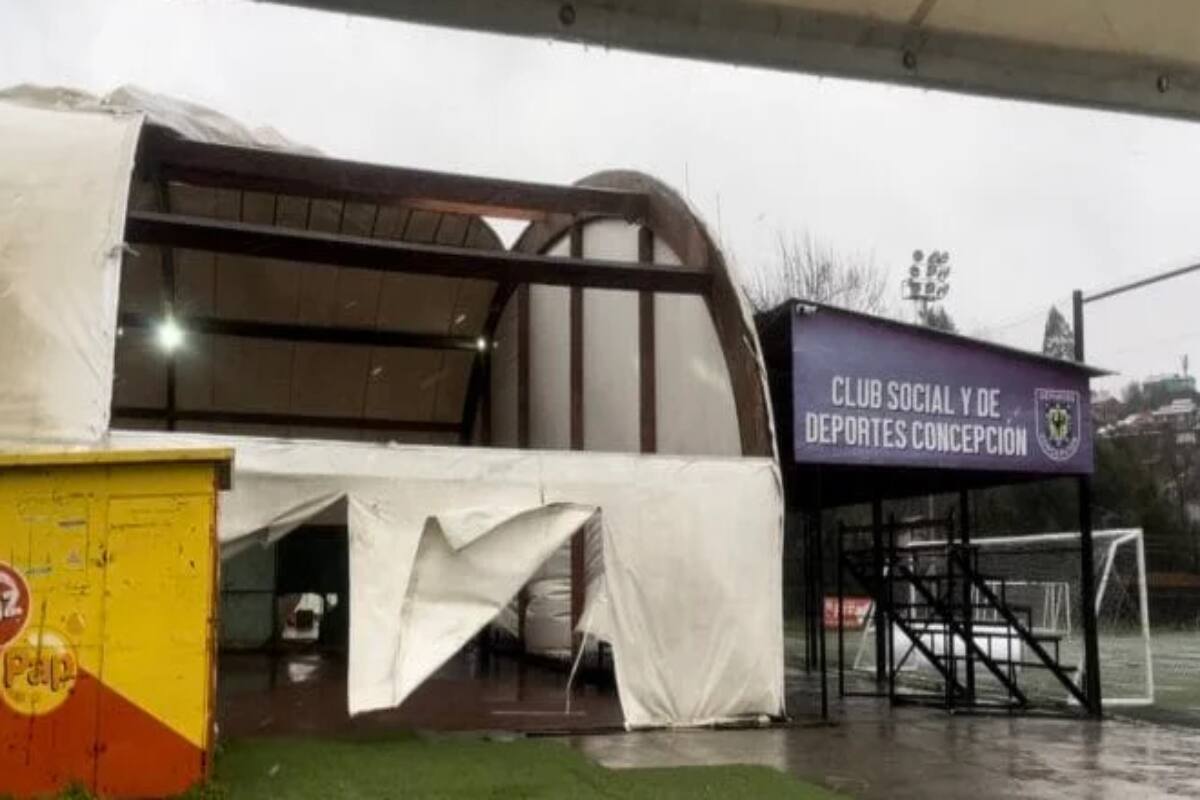 Así quedó el domo del Campo Deportivo de Nonguén de Deportes Concepción. (Foto: Sabes Deportes)