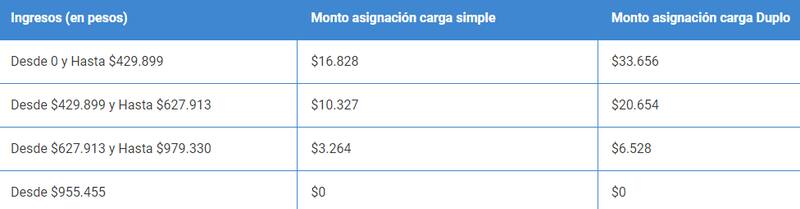 Estos son sus montos. Créditos: Red de Protección Social.