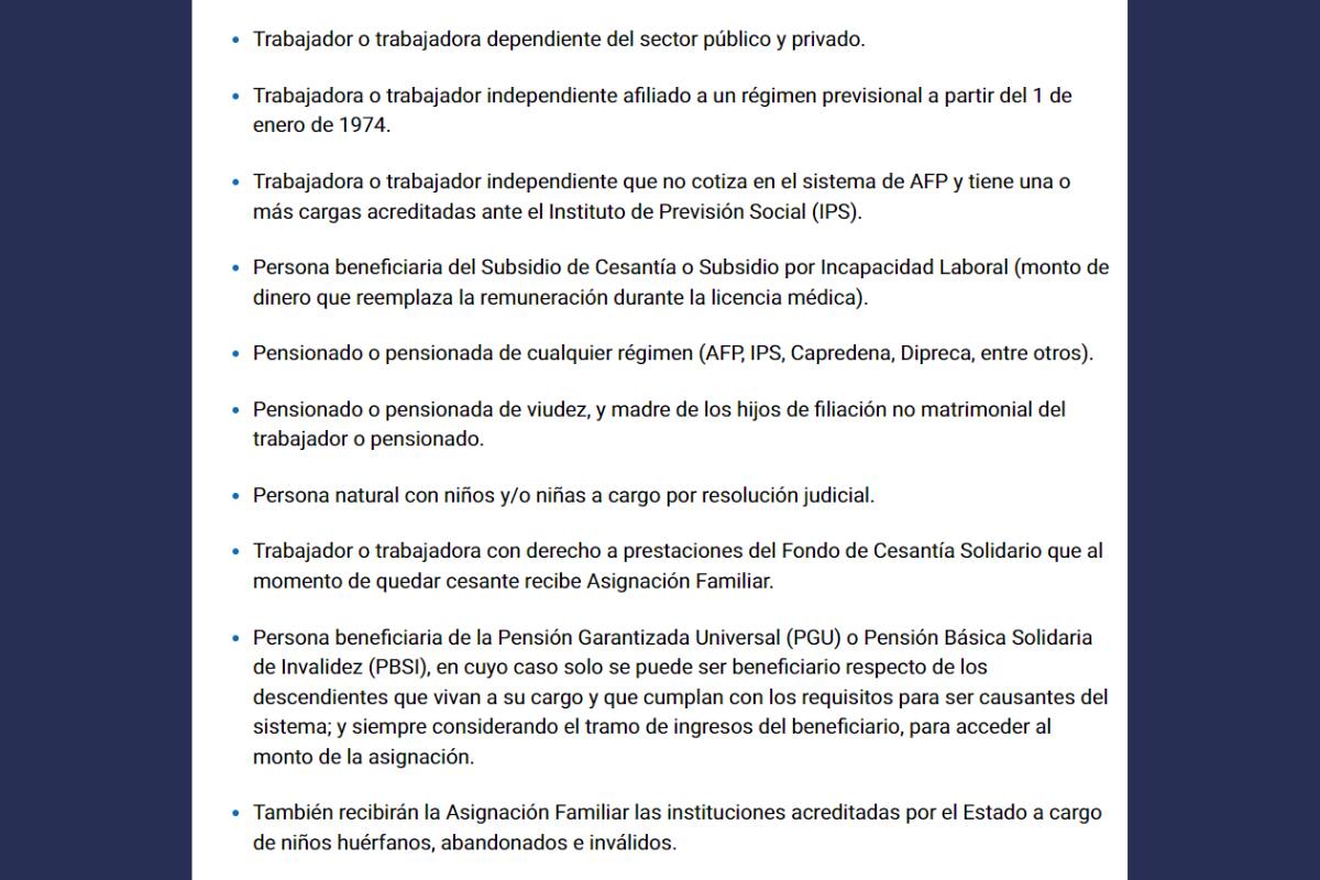 Si cumples una de estas condiciones puedes recibir la Asignación Familiar.