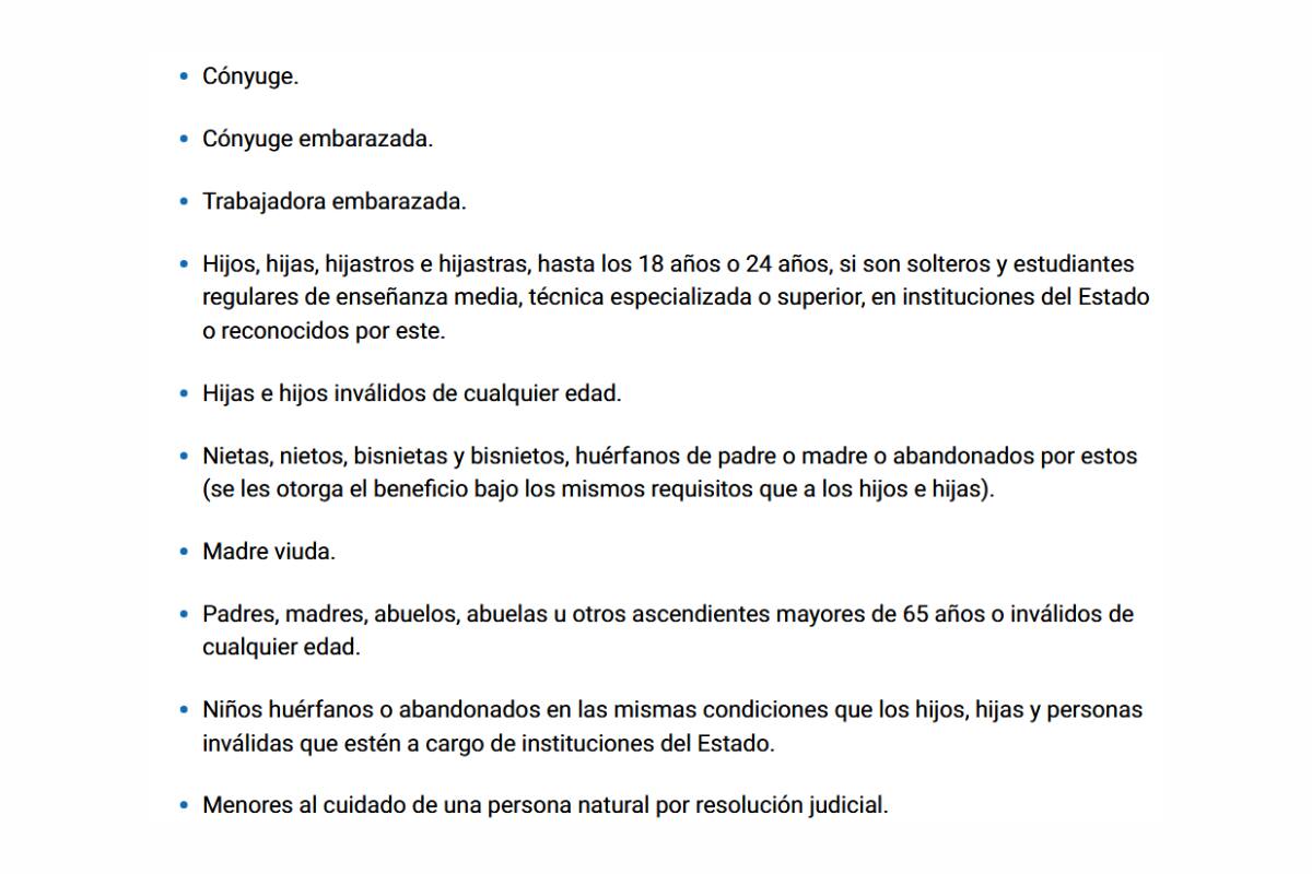 Estas son las cargas por las que se paga el bono.
