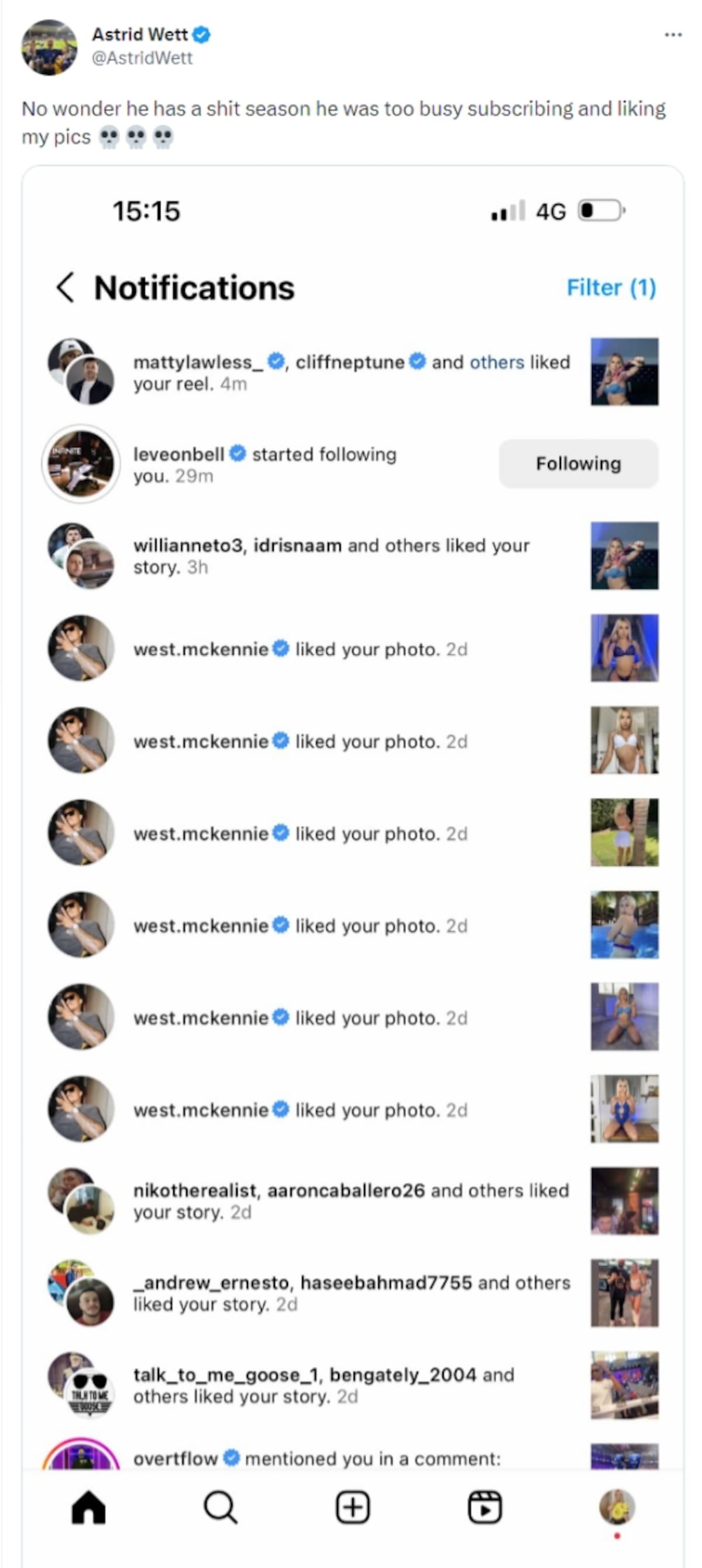 Astrid Wett y Weston McKennie, la última polémica del Leeds