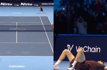 Otro título a la colección: con este punto Jannik Sinner derrotó a Carlos Alcaraz en el ATP Finals