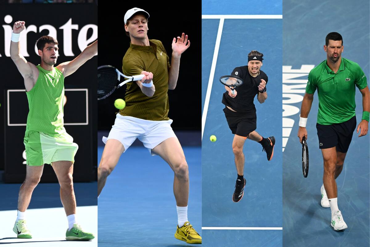 Carlos Alcaraz, Jannik Sinner, Alexander Zverev y Novak Djokovic van por el título en Melbourne Park. Fotos: Agencia EFE.