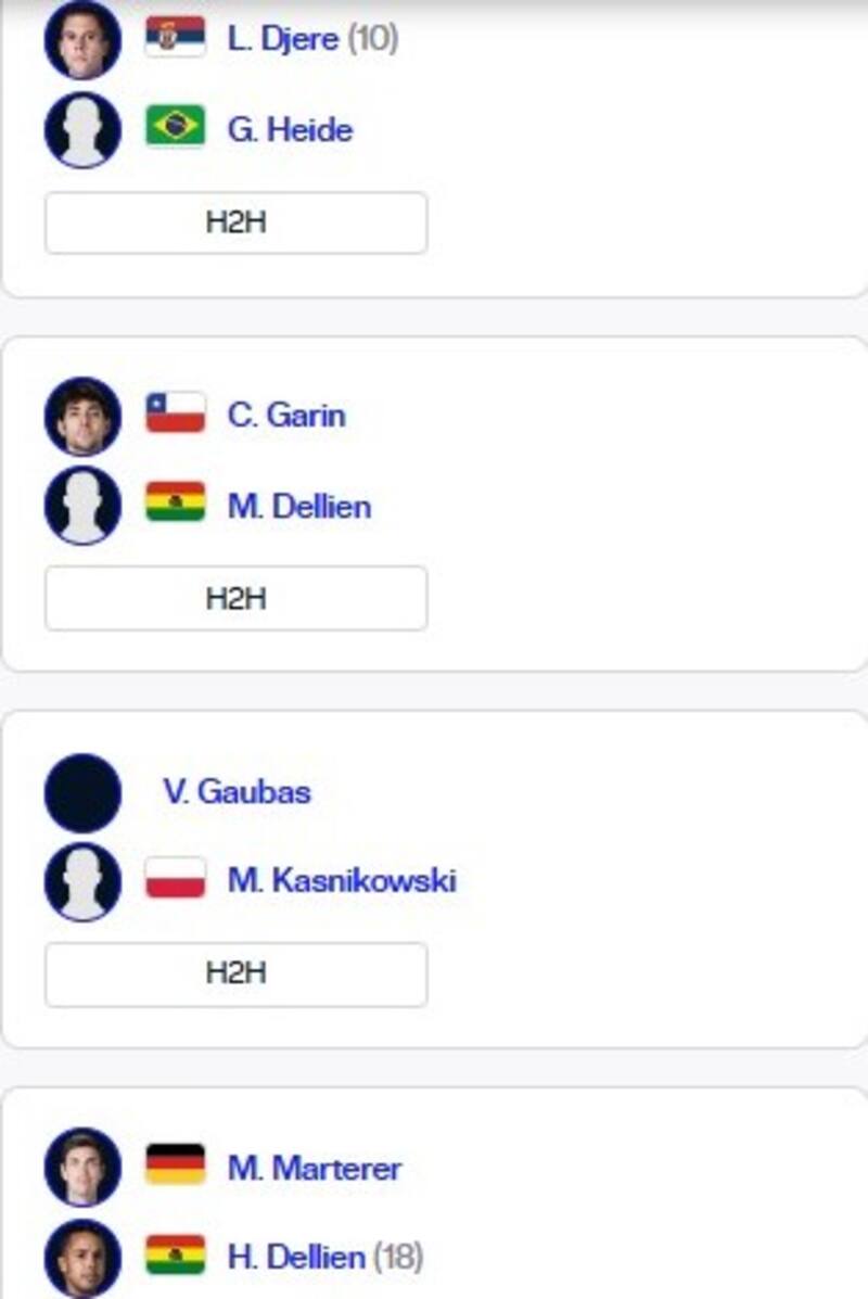 Cuadro de Cristian Garin en la qualy