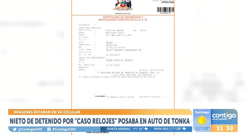 Certificado de inscripción en el Registro Civil. Créditos: CHV.