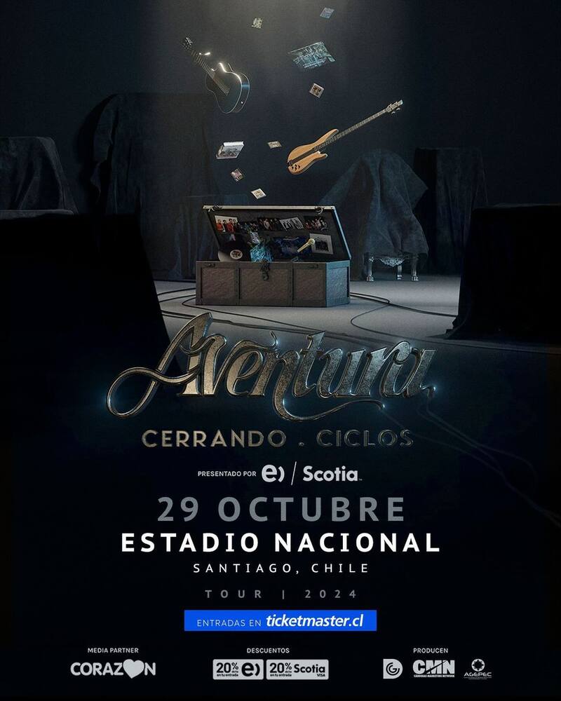 Aventura se presentará en el Estadio Nacional.