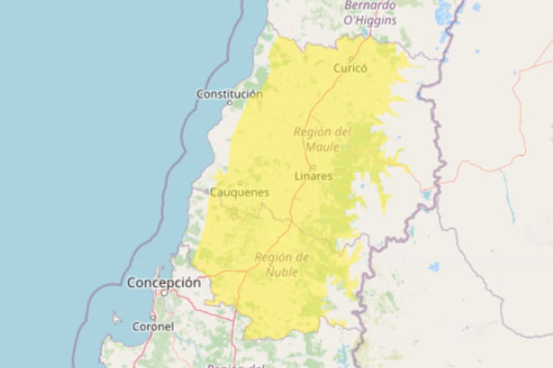 La alta presión se hará sentir principalmente en las regiones del Maule y Ñuble, dejando máximas de hasta 30°C. Créditos: DMC.